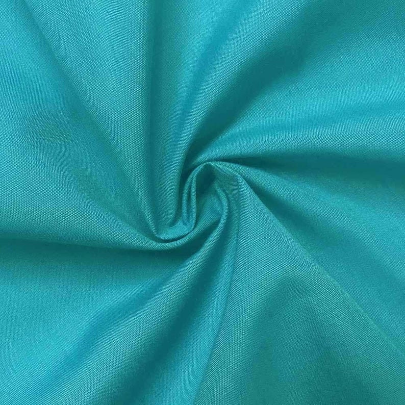 Turquoise/high Quality Poly Cotton Fabric/by the Yard Poly | Etsy