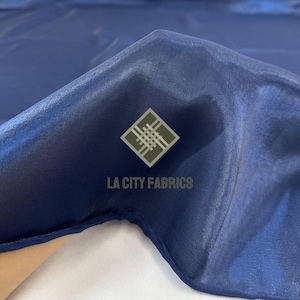 Navy Blue Crystal liquid Chiffon Fabric Iridescent Reflective Chiffon Fabric By The Yard for decorations, dress, and more