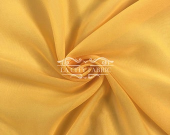 Sunflower Yellow Solid Chiffon Fabric By The Yard / Sheer Fabric / Soft Polyester Chiffon Fabric / Wholesale Price
