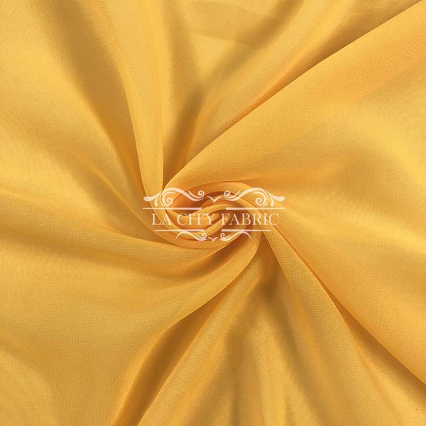 Sunflower Yellow Solid Chiffon Fabric By The Yard / Sheer Fabric / Soft Polyester Chiffon Fabric / Wholesale Price