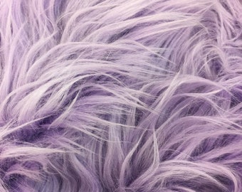 LAVENDER///Fur Coats//Fur Clothing//Blankets//Bed Spreads//Throw Blanket Fake Fur Solid Mongolian Long Pile Fabric//Sold By The Yard