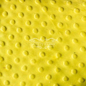 New Yellow Minky Fabric By The Yard / 4 Way Stretch Minky Fabric / Polka Dimple Dot Minky Fabric / Soft Fabric