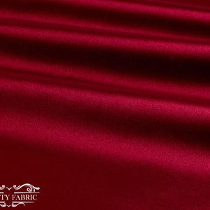 Burgundy Thick Satin Fabric By The Yard | Bridal Satin Fabric Silky and Smooth Fabric for Decoration, Tablecloth, Dresses