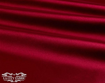 Burgundy Thick Satin Fabric By The Yard | Bridal Satin Fabric Silky and Smooth Fabric for Decoration, Tablecloth, Dresses
