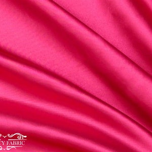 Hot Pink Thick Satin Fabric By The Yard | Bridal Satin Fabric Silky and Smooth Fabric for Decoration, Tablecloth, Dresses