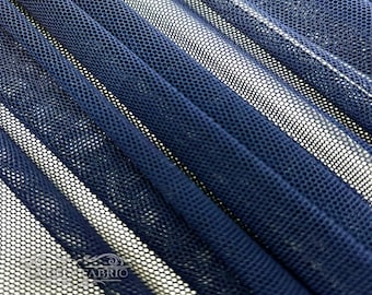 Navy Blue Stretch Power Mesh Fabric by the Yard | 4-Way Stretch Nylon Spandex | 60” Wide Soft Mesh Fabric
