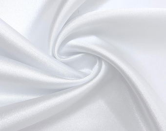 WHITE Charmeuse Silky Soft Medium Satin Fabric 60 Wide Inches Sold By The Yard Used for Decorations, Clothing, Dresses.