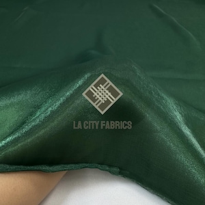 Hunter Green Crystal liquid Chiffon Fabric Iridescent Reflective Chiffon Fabric By The Yard for decorations, dress, and more