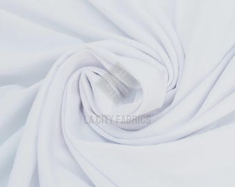 Tela de punto jersey blanca de algodón y elastano, cortada a medida, elástica en 4 direcciones, para ropa, camisas y vestidos, 60 pulgadas de ancho.