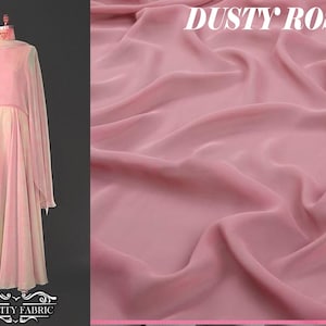 Dusty Rose Chiffon Fabric By The Yard | Polyester Chiffon Fabric | Sheer Fabric | Mesh Fabric