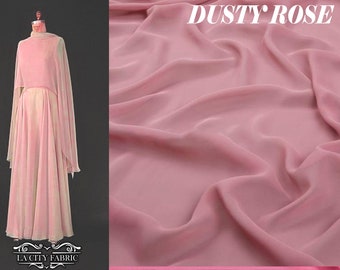 Dusty Rose Chiffon Fabric By The Yard | Polyester Chiffon Fabric | Sheer Fabric | Mesh Fabric