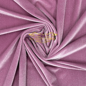 Lavender Glitter Spandex Stretch Velvet Fabric | By The Yard Shiny Spandex Velvet Fabric | for dresses, decor, tablecloths