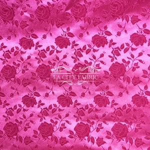 New Fuchsia Jacquard Satin Fabric By The Yard / Brocade Jacquard Floral Satin Fabric / 60" Width / used for Tablecloth