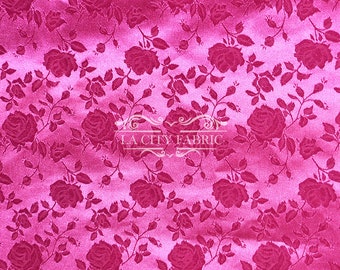 Nuevo Tejido Satinado Fuchsia Jacquard corte a medida / Brocado Jacquard Floral Satin Fabric / 60" Ancho / utilizado para Mantel