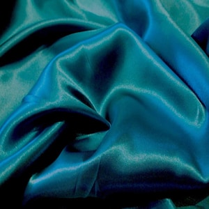French(TEAL))Charmeuse Stretch Silky Soft Satin Sold By The Yard Fabric 60 Wide Inches Used for Decorations, Clothing,Wedding,Dress