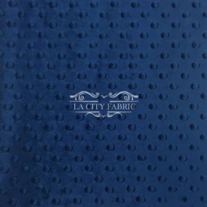 New Navy Blue Minky Fabric By The Yard / 4 Way Stretch Minky Fabric / Polka Dimple Dot Minky Fabric / Soft Fabric