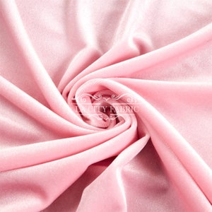 Pink Stretch Velvet Fabric by the Yard _ 4 Way Stretch Spandex Fabric _ Thick and Soft Fabric