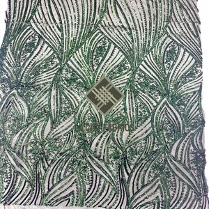 Hunter Green Stretch Sequin Fabric Geometric Sequin Fabric By The Yard (MT) Spandex Sequin Fabric