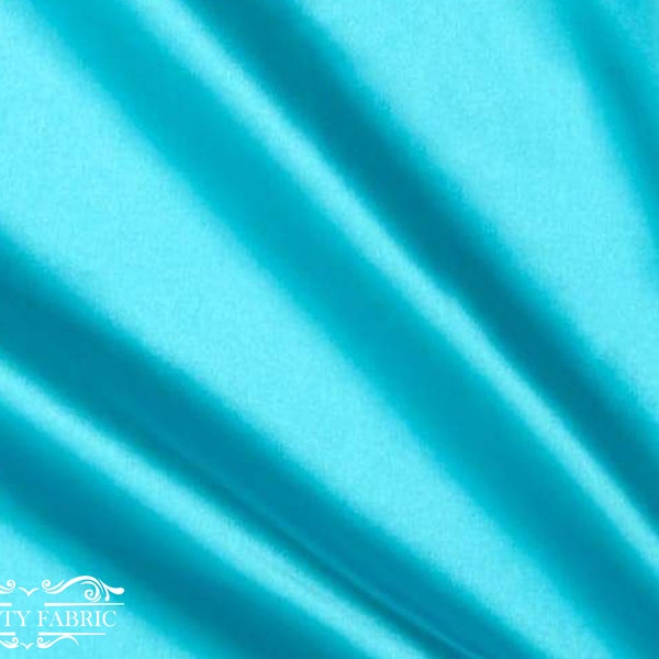 Aqua Thick Satin Fabric By The Yard | Bridal Satin Fabric Silky and Smooth Fabric for Decoration, Tablecloth, Dresses