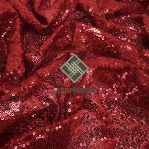 Tissu rouge à paillettes miniatures extensible sur toute la surface, tissu à paillettes extensible par mètre pour la décoration, robe, robe de bal, nappe