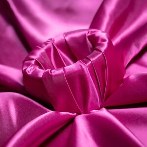 Shiny Bridal silky satin Fabric By The Yard Fuchsia Heavy thick quality Satin Fabric for Tablecloth, dress, drapery, and more