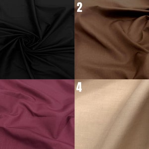 Cotton Polyester Broadcloth Fabric | Black | Brown | Burgundy | Dark Taupe