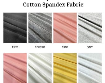 Jersey Knit Cotton Spandex Fabric By The Yard 4 Way Stretch Fabric for clothing, shirts, dress 60” Wide