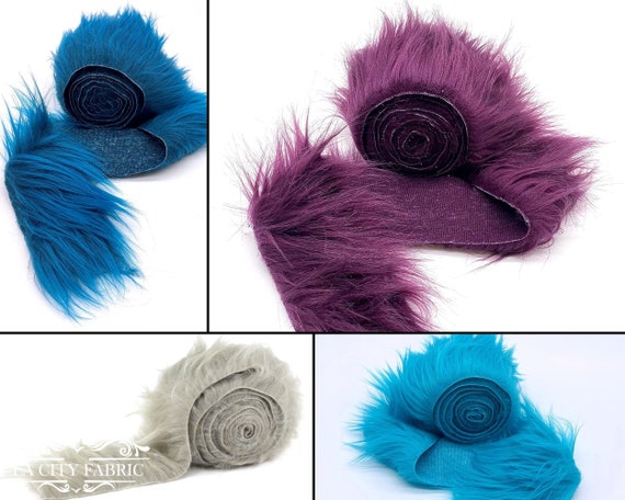 Ribbon White Faux Fur Fabric by the Strips Ribbon | Animal Fake