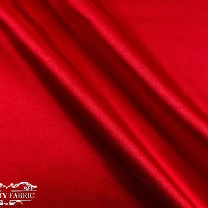 Apple Red Charmeuse Bridal Solid Satin Fabric for Wedding Dress Fashion  Crafts Costumes Decorations Silky Satin 58” Wide Sold By The Yard.