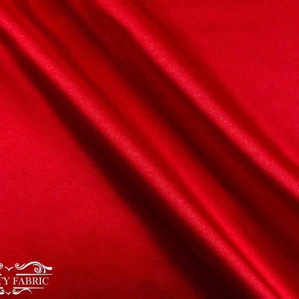 Red Thick Satin Fabric By The Yard | Bridal Satin Fabric Silky and Smooth Fabric for Decoration, Tablecloth, Dresses