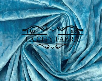 Aqua Crushed Velvet Fabric Spandex Stretch Velvet Fabric By The Yard 60” Wide Velvet Dress, Velvet Tablecloth