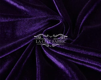 Dark Purple Stretch Velvet Fabric by the Yard _ 4 Way Stretch Spandex Fabric _ Thick and Soft Fabric