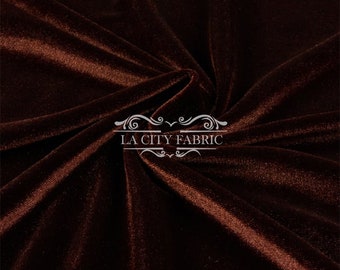 Brown Stretch Velvet Fabric by the Yard _ 4 Way Stretch Spandex Fabric _ Thick and Soft Fabric