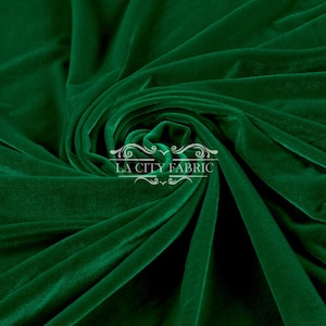 Flag Green Stretch Velvet Fabric by the Yard _ 4 Way Stretch Spandex Fabric _ Thick and Soft Fabric