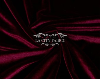 Burgundy Stretch Velvet Fabric by the Yard _ 4 Way Stretch Spandex Fabric _ Thick and Soft Fabric