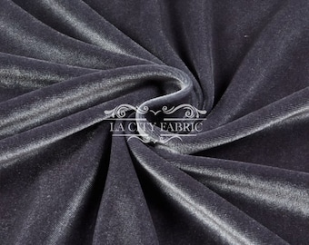 Charcoal Stretch Velvet Fabric by the Yard _ 4 Way Stretch Spandex Fabric _ Thick and Soft Fabric