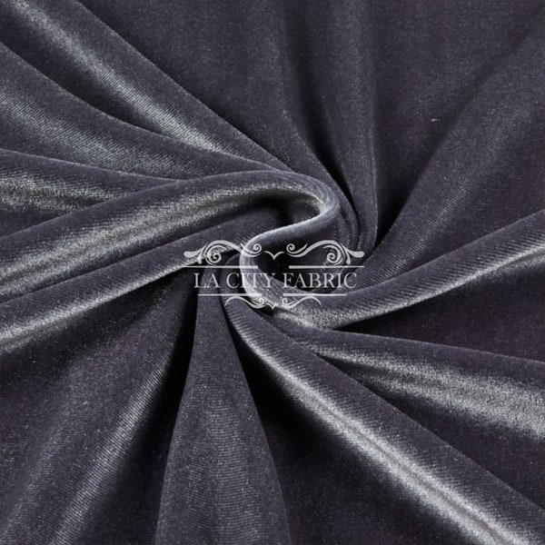 Charcoal Stretch Velvet Fabric by the Yard _ 4 Way Stretch Spandex Fabric _ Thick and Soft Fabric