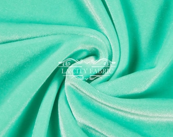Mint Stretch Velvet Fabric by the Yard _ 4 Way Stretch Spandex Fabric _ Thick and Soft Fabric