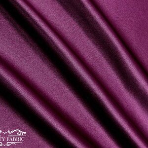 Plum Thick Satin Fabric By The Yard | Bridal Satin Fabric Silky and Smooth Fabric for Decoration, Tablecloth, Dresses