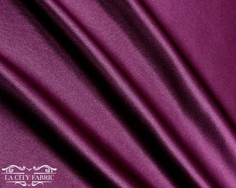 Plum Thick Satin Fabric By The Yard | Bridal Satin Fabric Silky and Smooth Fabric for Decoration, Tablecloth, Dresses