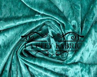Jade Crushed Velvet Fabric Spandex Stretch Velvet Fabric By The Yard 60” Wide Velvet Dress, Velvet Tablecloth