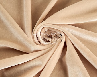 Champagne Stretch Velvet Fabric by the Yard _ 4 Way Stretch Spandex Fabric _ Thick and Soft Fabric