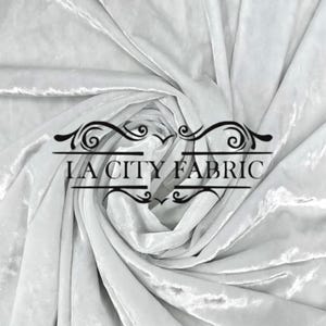 White Crushed Velvet Fabric Spandex Stretch Velvet Fabric By The Yard 60” Wide Velvet Dress, Velvet Tablecloth