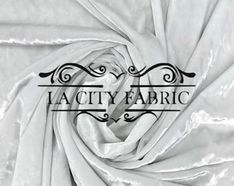White Crushed Velvet Fabric Spandex Stretch Velvet Fabric By The Yard 60” Wide Velvet Dress, Velvet Tablecloth