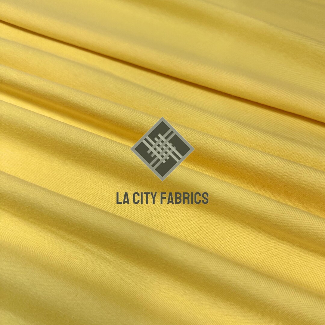 Sun Yellow Jersey Knit Cotton Spandex Fabric by the Yard 4 Way Stretch ...
