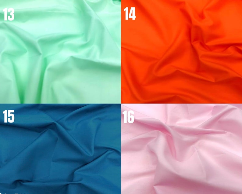 Cotton Polyester Broadcloth Fabric | Mint | Orange | Peacock | Pink