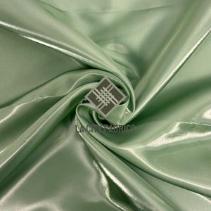 Sage Green Reflective Bridal Satin by the yard Fabric Liquid Iridescent Satin Fabric Thick Shiny Satin Dress