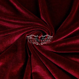 Wine Stretch Velvet Fabric by the Yard _ 4 Way Stretch Spandex Fabric _ Thick and Soft Fabric
