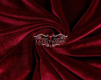 Wine Stretch Velvet Fabric by the Yard _ 4 Way Stretch Spandex Fabric _ Thick and Soft Fabric