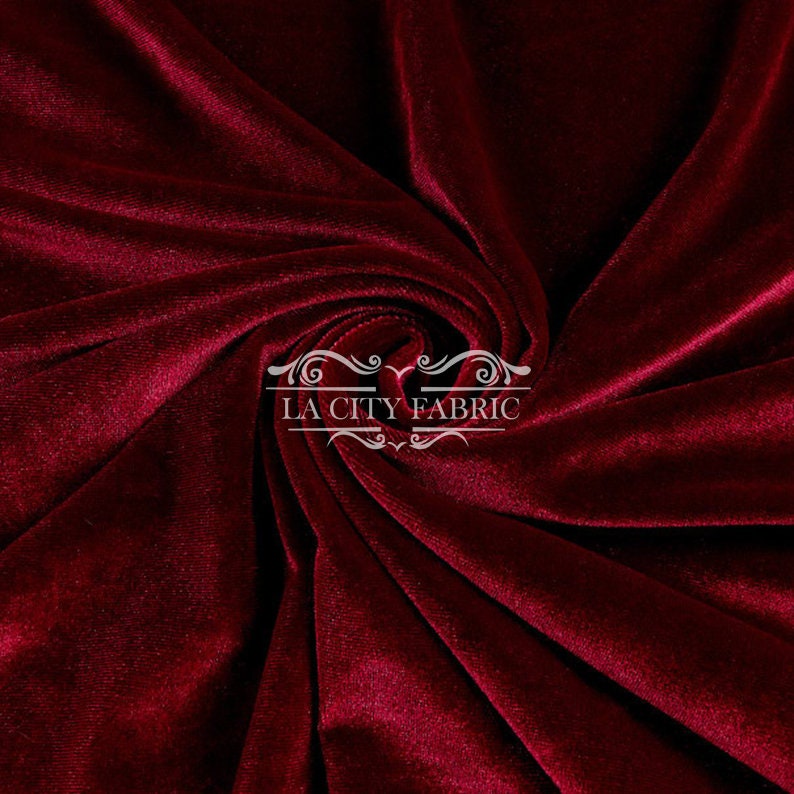 Wine Stretch Velvet Fabric by the Yard _ 4 Way Stretch Spandex Fabric _ Thick and Soft Fabric